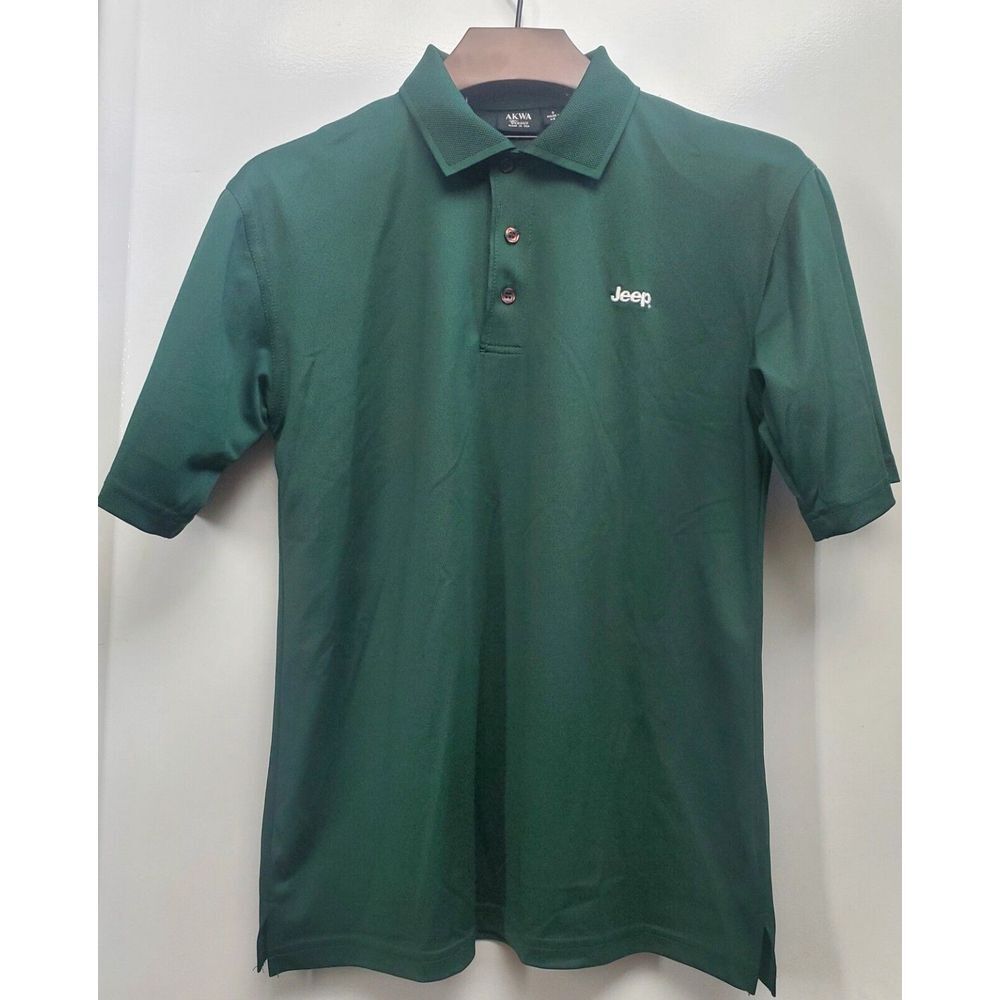 AKWA Polo Shirt Jeep Embroidered White Chest Logo SM Men's Hunter Green Collared - Picture 3 of 13